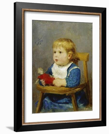 Girl in Her Child's Chair, 1878-Albert Anker-Framed Giclee Print