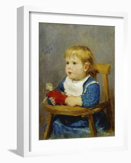 Girl in Her Child's Chair, 1878-Albert Anker-Framed Giclee Print