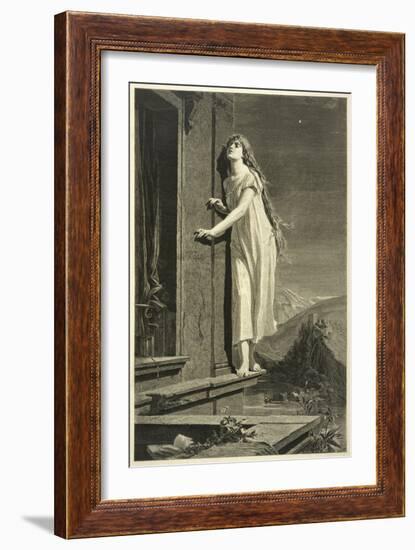 Girl in Her Nightie Walks on the Window-Ledge-Max Pirner-Framed Art Print