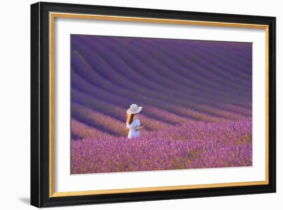 Girl in Lavender Field-Cora Niele-Framed Giclee Print