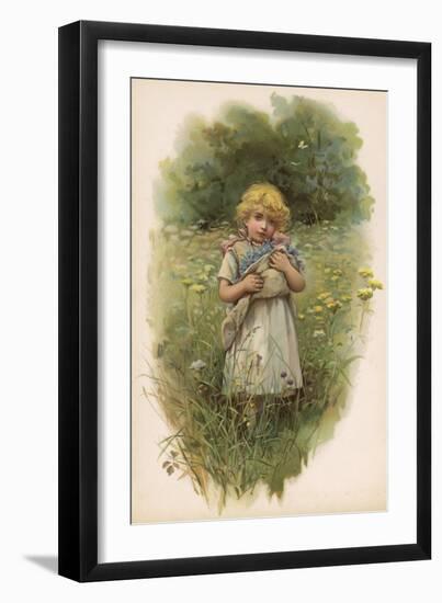 Girl in Meadow 1887-Harriett M Bennett-Framed Art Print