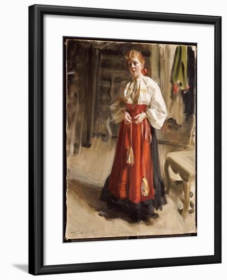 Girl in Orsa Costume, 1911-Anders Leonard Zorn-Framed Giclee Print