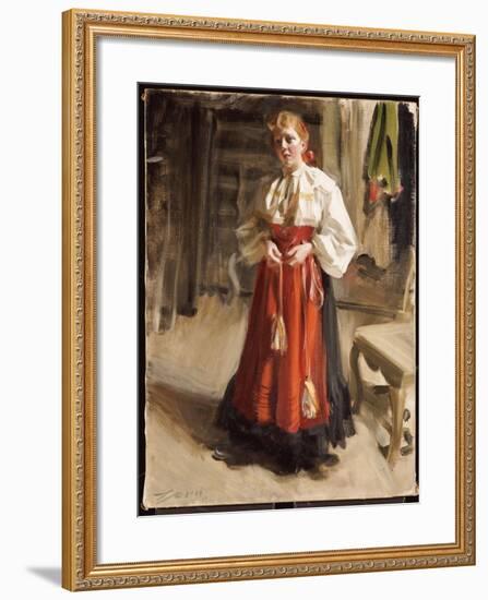 Girl in Orsa Costume, 1911-Anders Leonard Zorn-Framed Giclee Print