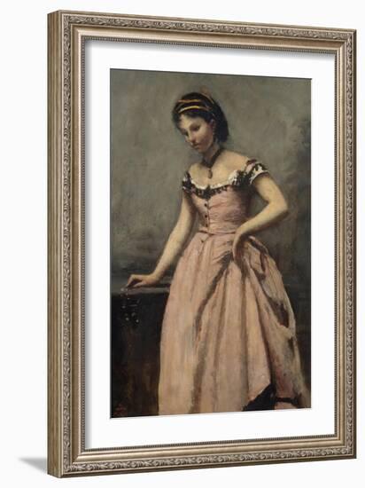 Girl in Pink Dress-Jean-Baptiste-Camille Corot-Framed Giclee Print