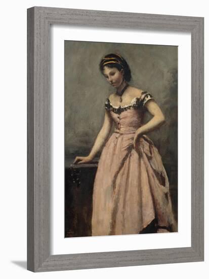 Girl in Pink Dress-Jean-Baptiste-Camille Corot-Framed Giclee Print