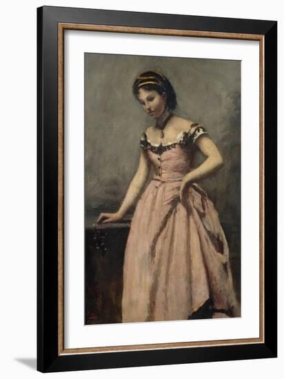 Girl in Pink Dress-Jean-Baptiste-Camille Corot-Framed Giclee Print