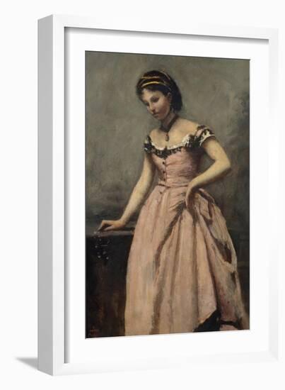 Girl in Pink Dress-Jean-Baptiste-Camille Corot-Framed Giclee Print