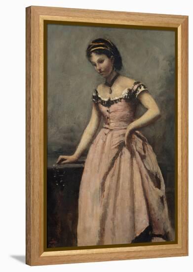 Girl in Pink Dress-Jean-Baptiste-Camille Corot-Framed Premier Image Canvas