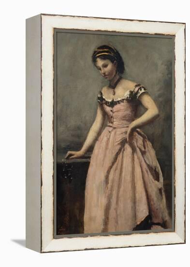 Girl in Pink Dress-Jean-Baptiste-Camille Corot-Framed Premier Image Canvas