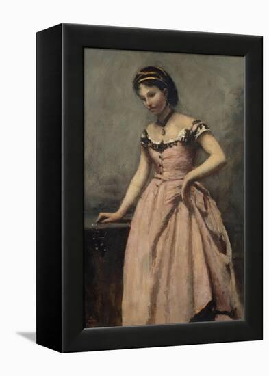 Girl in Pink Dress-Jean-Baptiste-Camille Corot-Framed Premier Image Canvas