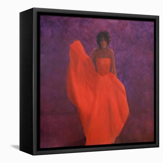 Girl in Red Dress-Lincoln Seligman-Framed Premier Image Canvas