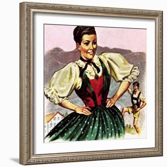 Girl in the Costume of the Austrian Tyrol-English School-Framed Giclee Print