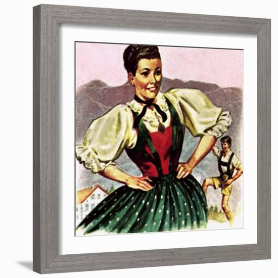 Girl in the Costume of the Austrian Tyrol-English School-Framed Giclee Print