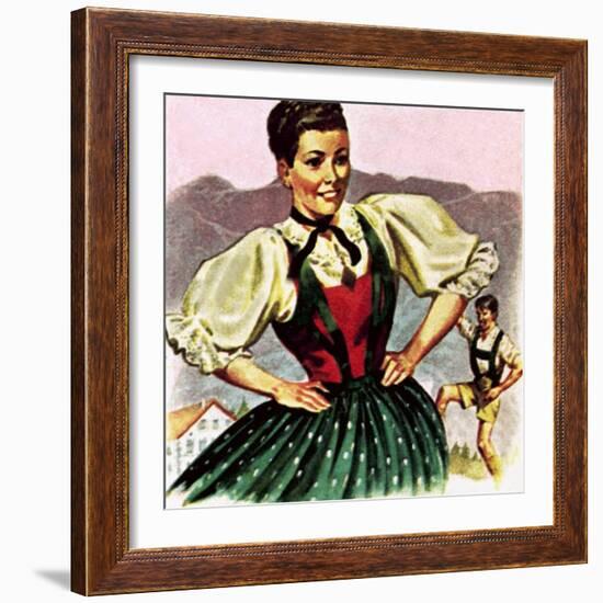 Girl in the Costume of the Austrian Tyrol-English School-Framed Giclee Print