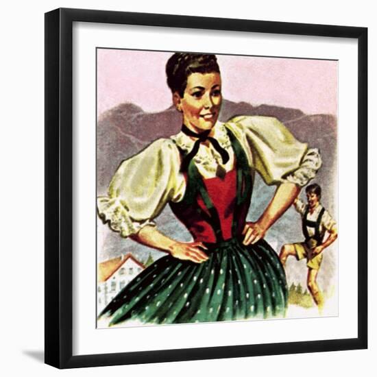 Girl in the Costume of the Austrian Tyrol-English School-Framed Giclee Print