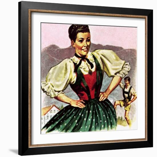 Girl in the Costume of the Austrian Tyrol-English School-Framed Giclee Print