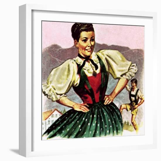 Girl in the Costume of the Austrian Tyrol-English School-Framed Giclee Print