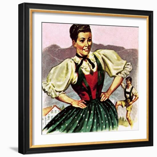 Girl in the Costume of the Austrian Tyrol-English School-Framed Giclee Print