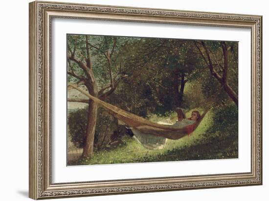 Girl in the Hammock, 1873-Winslow Homer-Framed Premium Giclee Print