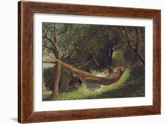 Girl in the Hammock, 1873-Winslow Homer-Framed Premium Giclee Print