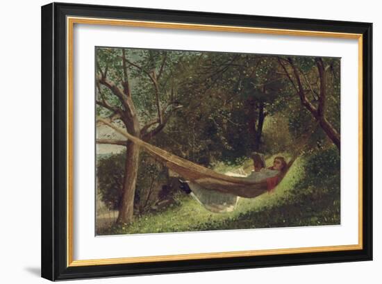 Girl in the Hammock, 1873-Winslow Homer-Framed Premium Giclee Print