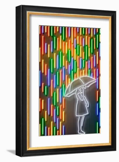 Girl in the Rain-Octavian Mielu-Framed Art Print