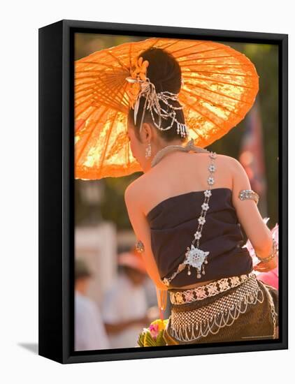 Girl in Traditional Dress Celebrating Loicratong Festival, Khon Kaen, Isan, Thailand-Gavriel Jecan-Framed Premier Image Canvas