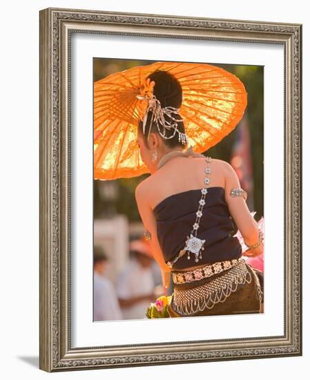 Girl in Traditional Dress Celebrating Loicratong Festival, Khon Kaen, Isan, Thailand-Gavriel Jecan-Framed Photographic Print