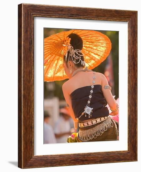 Girl in Traditional Dress Celebrating Loicratong Festival, Khon Kaen, Isan, Thailand-Gavriel Jecan-Framed Photographic Print