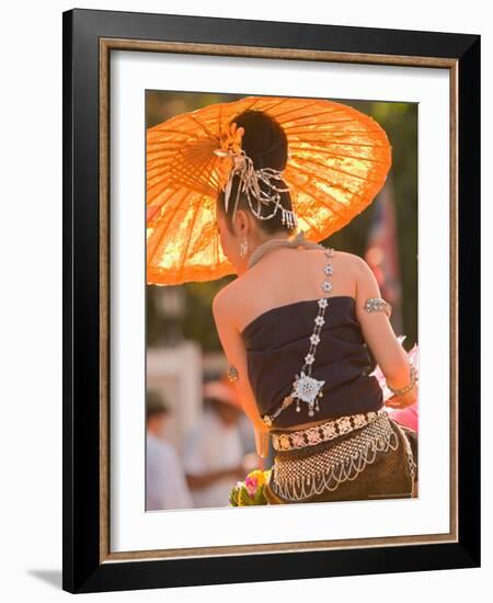 Girl in Traditional Dress Celebrating Loicratong Festival, Khon Kaen, Isan, Thailand-Gavriel Jecan-Framed Photographic Print