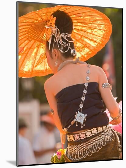 Girl in Traditional Dress Celebrating Loicratong Festival, Khon Kaen, Isan, Thailand-Gavriel Jecan-Mounted Photographic Print