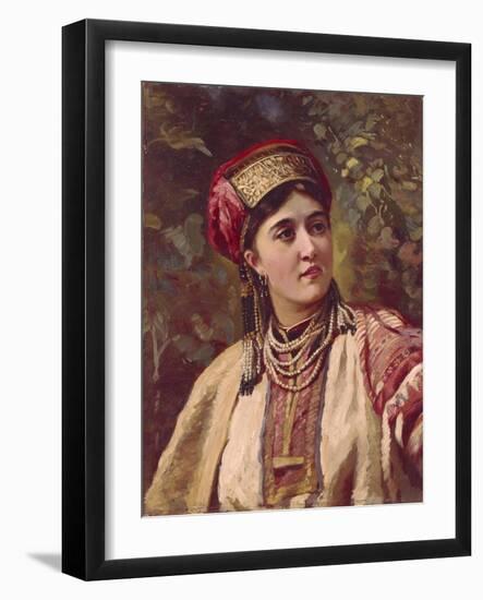 Girl in Traditional Dress-Konstantin Yegorovich Makovsky-Framed Giclee Print