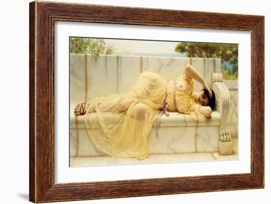 Girl in Yellow Drapery, 1901-John William Godward-Framed Giclee Print