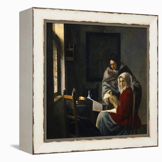 Girl Interrupted at Her Music, c.1658-69-Johannes Vermeer-Framed Premier Image Canvas