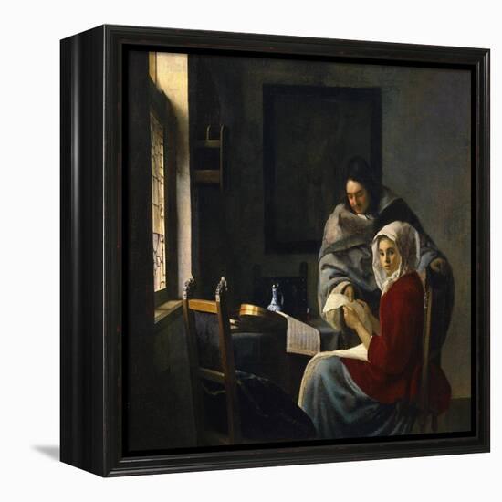 Girl Interrupted at Her Music, c.1658-69-Johannes Vermeer-Framed Premier Image Canvas
