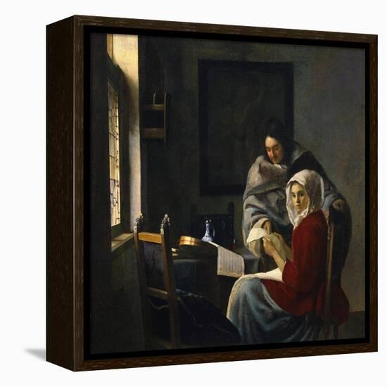 Girl Interrupted at Her Music, c.1658-69-Johannes Vermeer-Framed Premier Image Canvas