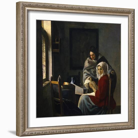 Girl Interrupted at Her Music, c.1658-69-Johannes Vermeer-Framed Giclee Print