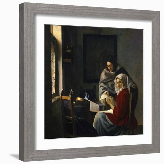 Girl Interrupted at Her Music, c.1658-69-Johannes Vermeer-Framed Giclee Print