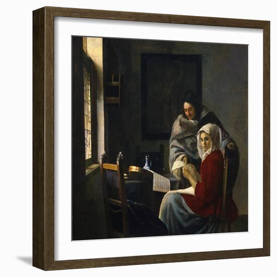 Girl Interrupted at Her Music, c.1658-69-Johannes Vermeer-Framed Giclee Print