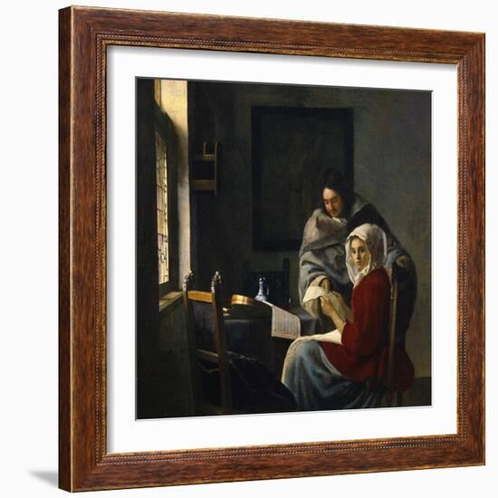 Girl Interrupted at Her Music, c.1658-69-Johannes Vermeer-Framed Giclee Print