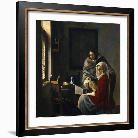 Girl Interrupted at Her Music, c.1658-69-Johannes Vermeer-Framed Giclee Print