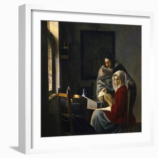 Girl Interrupted at Her Music, c.1658-69-Johannes Vermeer-Framed Giclee Print