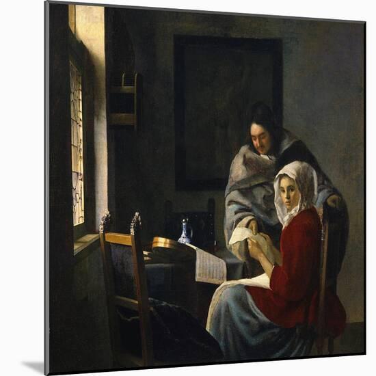 Girl Interrupted at Her Music, c.1658-69-Johannes Vermeer-Mounted Giclee Print