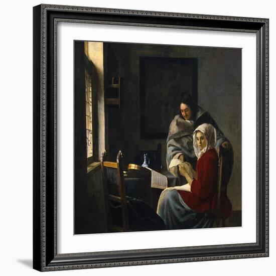 Girl Interrupted at Her Music, c.1658-69-Johannes Vermeer-Framed Giclee Print