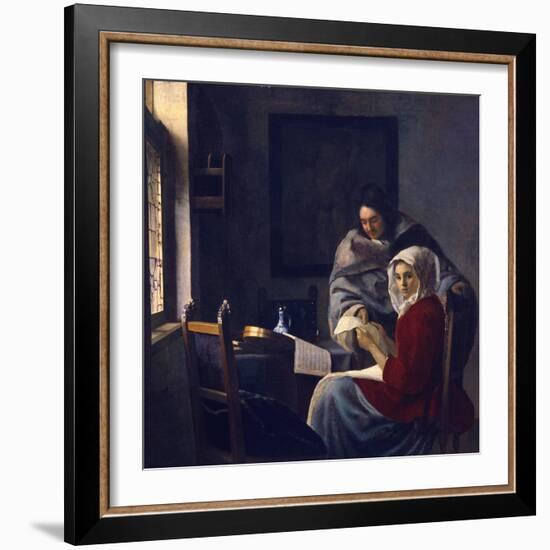 Girl Interrupted at Her Music, C. 1660-Johannes Vermeer-Framed Giclee Print