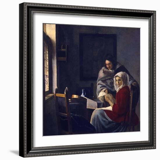 Girl Interrupted at Her Music, C. 1660-Johannes Vermeer-Framed Giclee Print