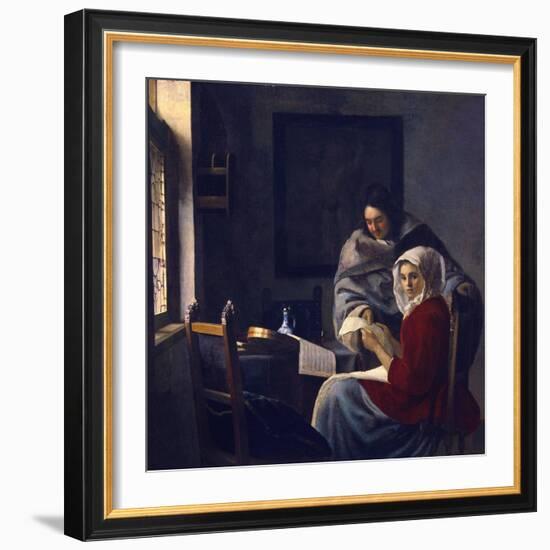 Girl Interrupted at Her Music, C. 1660-Johannes Vermeer-Framed Giclee Print