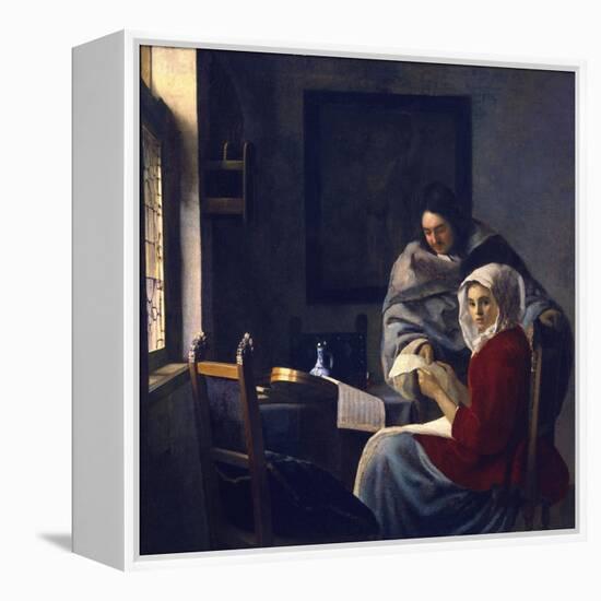 Girl Interrupted in Her Music-Johannes Vermeer-Framed Premier Image Canvas