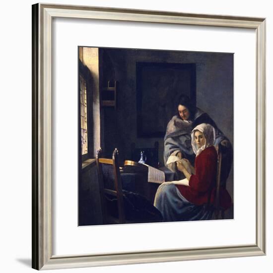 Girl Interrupted in Her Music-Johannes Vermeer-Framed Giclee Print