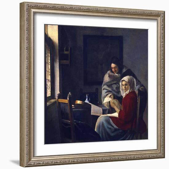 Girl Interrupted in Her Music-Johannes Vermeer-Framed Giclee Print